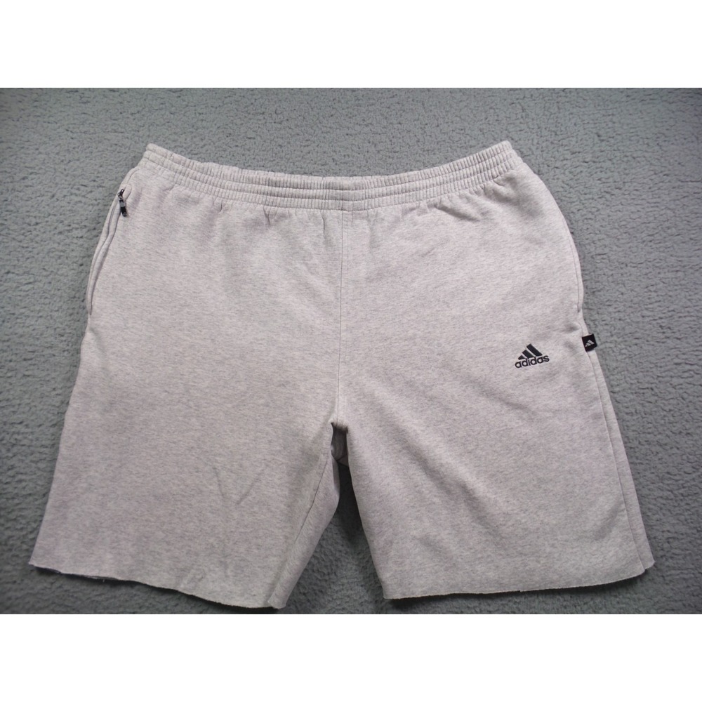 Vintage Adidas Sweat Shorts Mens Size XL Gray Cut Off Zipped Pockets Drawstring